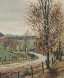 Paul A. Bloser, Country Road, Oil on canvas
