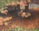 Untitled by American School, LANDSCAPE WITH FLOWERING TREE, oil on canvas, sold Jul 2007