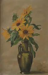 E. B. Stone, Black Eyed Susans in Vase, Oil on canvas