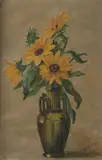 E. B. Stone, Black Eyed Susans in Vase, Oil on canvas
