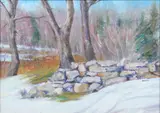 Ben Fortunado Marcune, Rocks in Winter, Oil on masonite