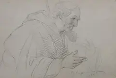 Vasily Surikov, Study of Bearded Man, Pencil on paper