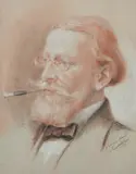 Guy Onkelinx, Portrait of a Gentleman with Cigarette, Sepia crayon and charcoal heightened in white