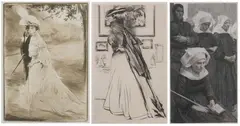 Edgar Chahine, EN PROMENADE, drypoint etching, Together with: AFTER PASCAL ADOLPHE JEAN DAGNAN BOUVERET (French, 1859-1927) BRETONS AT PRAYER, engraving - Plate: 8 3/4 in. x 4 7/8 in
