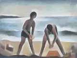 Bea Breck, Building Sandcastles, Watercolor and gouache on paper