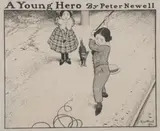 Peter Newell, A Young Hero, Top margin folded and torn, with linen tape repair; pin holes on all corners, pencil notes in lower margin and upper right corner