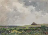Sidney R. Burleigh, Grassy Field with Fencing, Watercolor on paper
