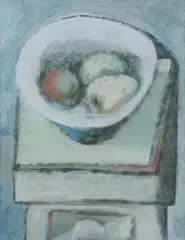 Frank Schaeffer, Still Life with Pears in a Bowl, Oil on paper