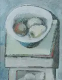 Frank Schaeffer, Still Life with Pears in a Bowl, Oil on paper