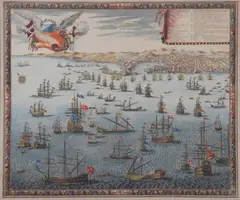Claude-Auguste Berey, LES ATTAQUES DE LA VILLE DE GENNE, (Attack on the Town of Genoa), Engraving with hand-coloring