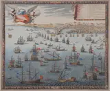 Claude-Auguste Berey, LES ATTAQUES DE LA VILLE DE GENNE, (Attack on the Town of Genoa), Engraving with hand-coloring