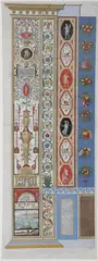 Plate showing a pilaster design from "Le Loggie de Raffaello nel Vaticano" after drawings of Raphael's rooms by Gaetano Savorelli and Pietro Camporesi, published Rome, 1772-1777 by Giovanni Ottaviani, Etching with hand-coloring, sold Sep 2007