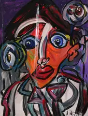 Peter Keil, My Friend Pablo Picasso, Oil on paper laid on board