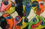Peter Keil, Faces on the Berlin Wall, Oil on canvas