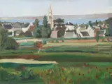 French Provincial Town by French School, FRENCH PROVINCIAL TOWN, oil on canvas, sold Sep 2007