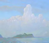 Cumulus Clouds Over Island by English School, CUMULUS CLOUDS OVER ISLAND, oil on canvas, sold Sep 2007