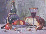 Richard Vernon Goetz, Still Life with Wine, Oil on canvas
