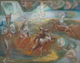Leontine Camprubi, The Circus Dream, Oil on masonite