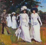 Neil Boyle, Garden Party, Oil on canvas