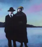 John Winship, Couple in the Snow, Acrylic on canvas