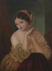 M. A. Taylor, Girl in a Striped Turban, Oil on artist's board