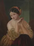 M. A. Taylor, Girl in a Striped Turban, Oil on artist's board