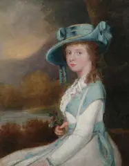 Untitled by Arthur William Devis, YOUNG LADY IN BLUE BONNET, oil on panel, sold Sep 2007