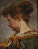 Untitled by American School, PROFILE OF WOMAN WITH AUBURN HAIR, oil on canvas, sold Sep 2007
