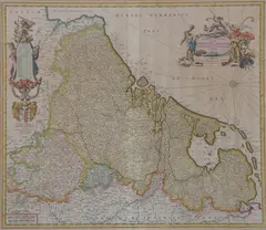 Frederic de Wit, MAP OF PART OF GERMANY, (Provinciarum Germaniae Inferioris) Amsterdam, Engraving with hand-coloring