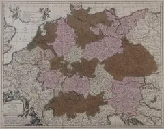Nicholas Visscher, Map of the Holy Roman Empire Including Parts of Germany, Engraving with hand-coloring