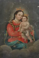 Untitled by Mexican School, VIRGIN WITH CHILD, oil on tin, offered Sep 2007