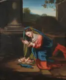 Correggio, Untitled, MADONNA ADORING THE CHRIST CHILD, oil on canvas