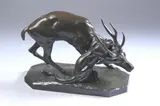 Panther Attacking a Stag by Antoine-Louis Barye, Bronze with brown patina, sold Sep 2007