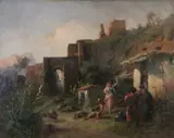 Albert Kindler, Dancing Gypsy Among Ruins, Oil on canvas