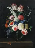 Erich Josef Dogarth, Floral Still-Life with Roses, Oil on panel
