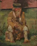 Sergey Vinogradov, PEASANT IN BLACK CAP, intialed in Cyrillic and dated 1916 lower right, Oil on canvas