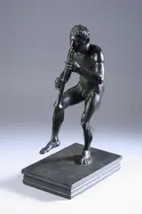 Heinrich Lang, Satyr with Pipe, Bronze, with dark brown patina - Height: 17 in