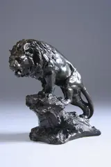 Leonard Nock, Lion on a Rock, Bronze with medium brown patina - Height: 7 in