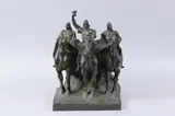 Raffaello Romanelli, Three Horsemen, Bronze with grey-green patina - Height: 18 in