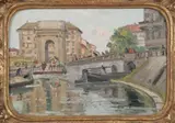 Leonardo Bazzaro, European Canal Scene, Oil on panel