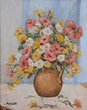 Louis Peyrat, Daisies in Earthenware Vase, Oil on canvas