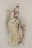 George Hall Neale, Portrait of a Lady in Yellow Dress, Watercolor