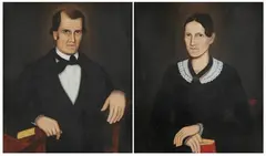 David Brokaw, GENTLEMAN and LADY WITH BOOK: A PAIR OF PORTRAITS, Oil on canvas