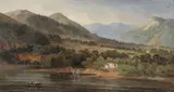 Edward Goodes, Two Boaters on a Mountain Lake, Oil on canvas