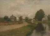 Leonard Ochtman, On the Morris & Essex Canal, Oil on canvas