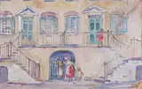 Rachel Hartley, A Bit of Old Charleston, Gouache on paper mounted on board