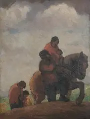 Eugene Higgins, Travelling Family, Oil on board