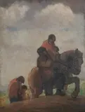 Eugene Higgins, Travelling Family, Oil on board