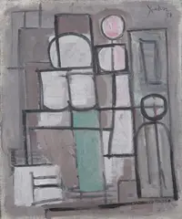 Jean Xceron, Composition En Rose # 19, Oil on canvas