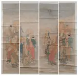 Ying Peng, "Eight Immortals", Ink and color on paper, scrolls (4)